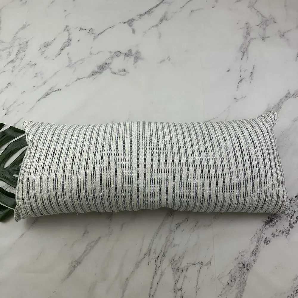Lauren Ralph Lauren Striped Long Body Bolster Decorative Pillow Blue White Down